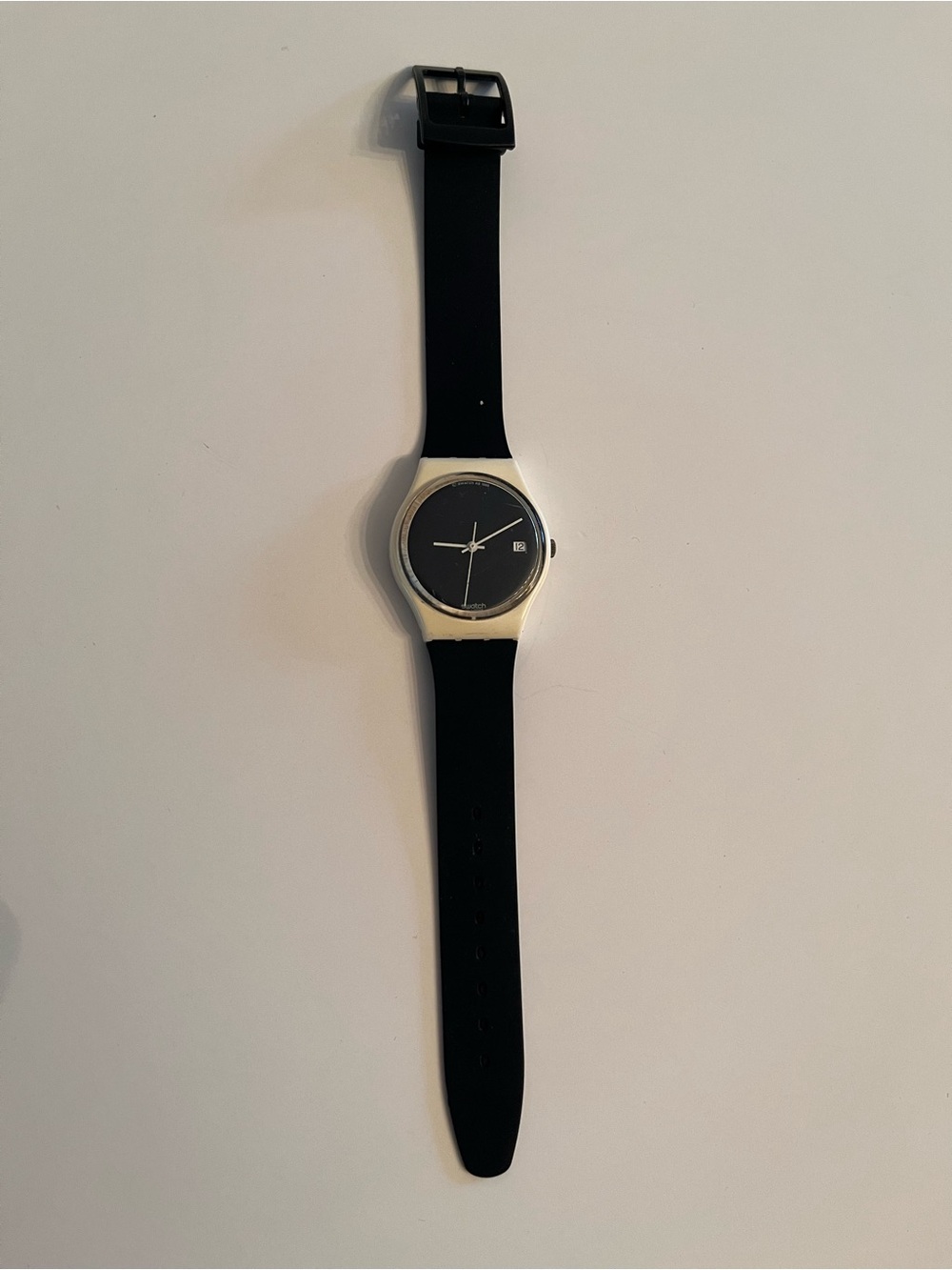 Vintage 1988 Swatch Minimalist Black Dial Watch Monochrome Retro